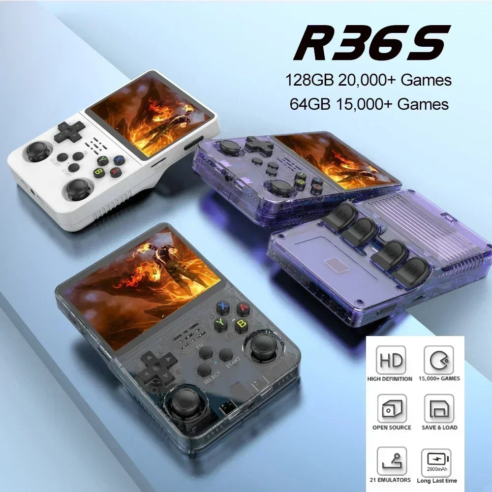 256G Open Source R36S Retro Game Console - 3.5" IPS Portable Linux ARKOS Handheld | Best Gaming Gift (64G/128G Options)
